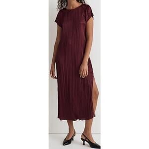 Madewell Kourtney Short Sleeve Plisse Midi Slip Trendy Dress US Women's XS New
